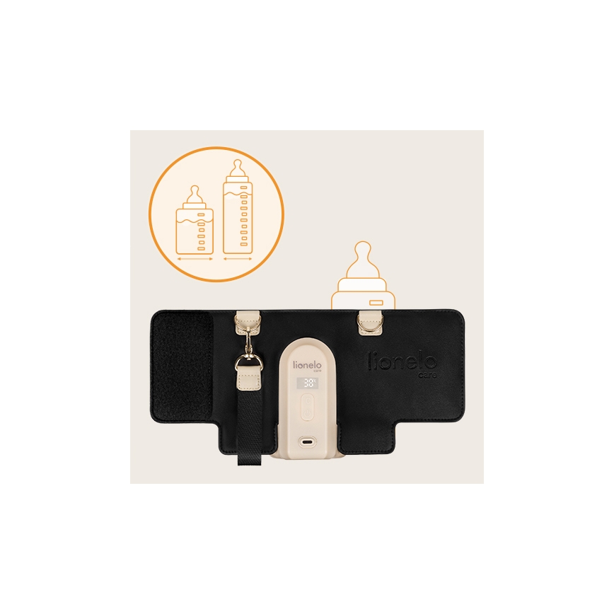 Lionelo - Chauffe-biberon rechargeable THERMUP GO EVO 18W/5V noir/beige