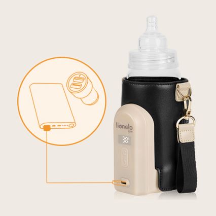 Lionelo - Chauffe-biberon rechargeable THERMUP GO EVO 18W/5V noir/beige