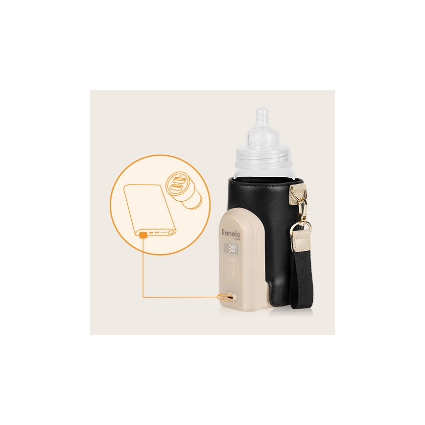 Lionelo - Chauffe-biberon rechargeable THERMUP GO EVO 18W/5V noir/beige