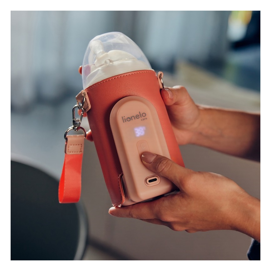 Lionelo - Chauffe-biberon rechargeable THERMUP GO EVO 18W/5V rose