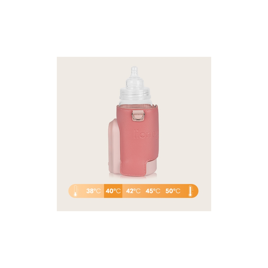 Lionelo - Chauffe-biberon rechargeable THERMUP GO EVO 18W/5V rose