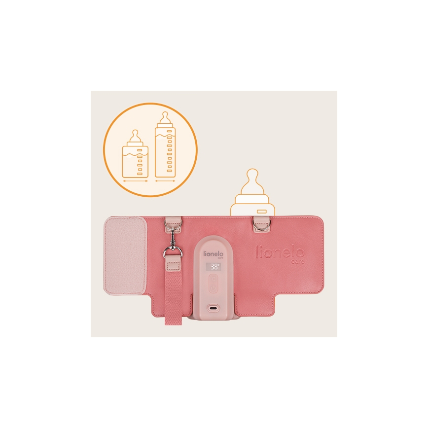 Lionelo - Chauffe-biberon rechargeable THERMUP GO EVO 18W/5V rose