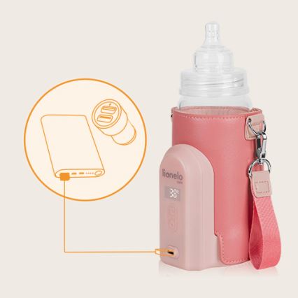Lionelo - Chauffe-biberon rechargeable THERMUP GO EVO 18W/5V rose