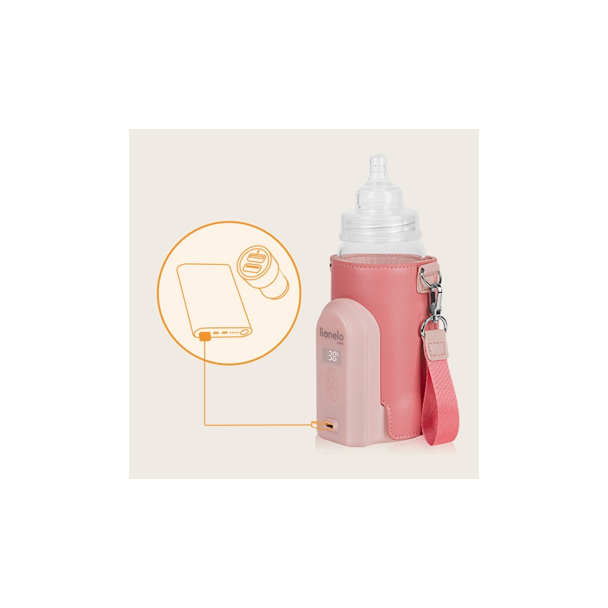 Lionelo - Chauffe-biberon rechargeable THERMUP GO EVO 18W/5V rose