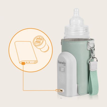Lionelo - Chauffe-biberon rechargeable THERMUP GO EVO 18W/5V vert/blanc
