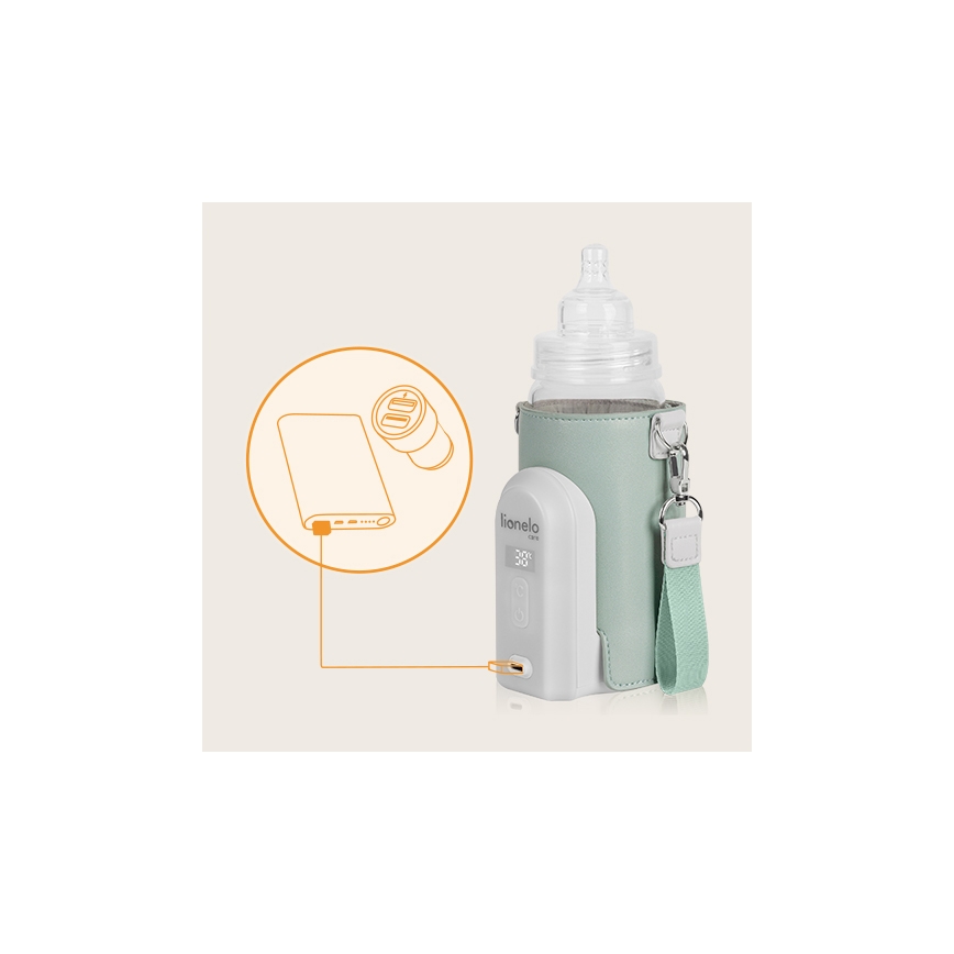 Lionelo - Chauffe-biberon rechargeable THERMUP GO EVO 18W/5V vert/blanc