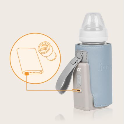 Lionelo - Chauffe-biberon rechargeable THERMUP GO PLUS 10W/5V bleu/gris