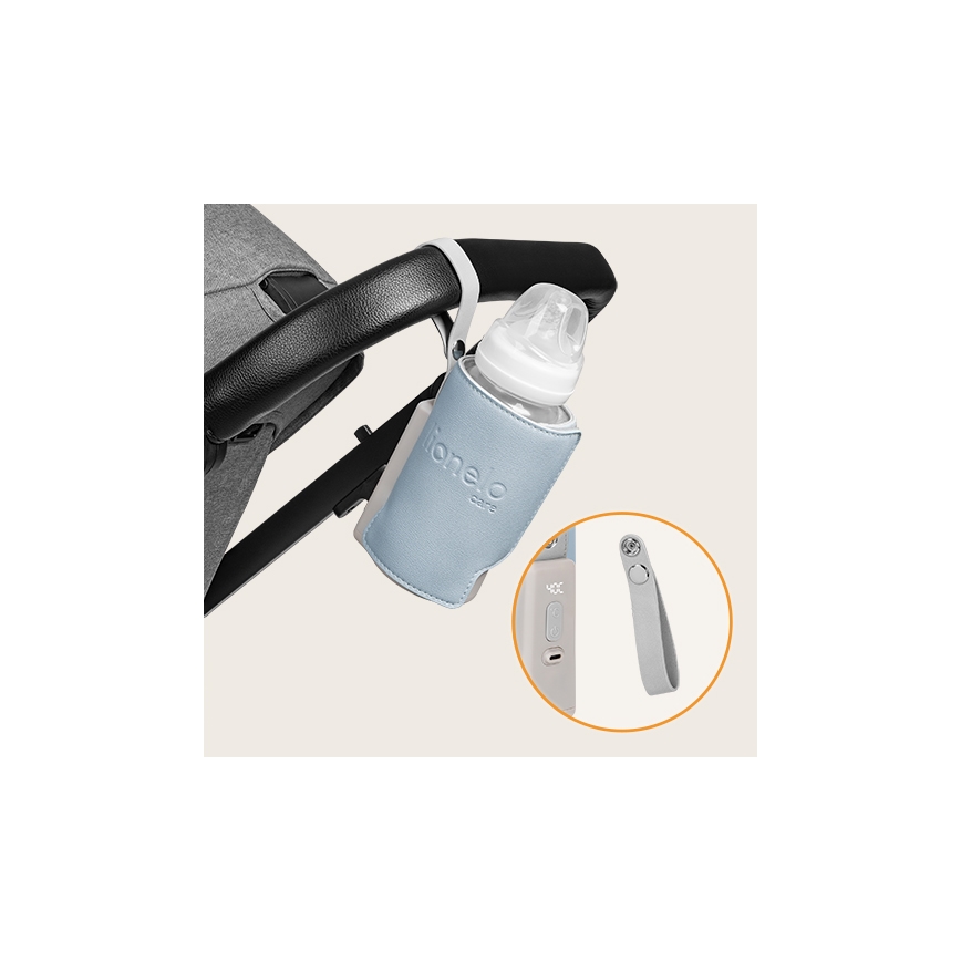 Lionelo - Chauffe-biberon rechargeable THERMUP GO PLUS 10W/5V bleu/gris