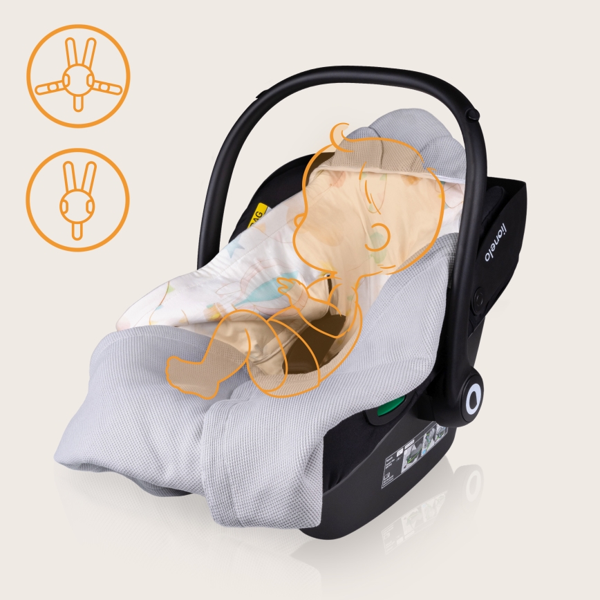 Lionelo - Couverture de siège auto TRAVEL SWADDLE 90x90 cm Ballon Gris