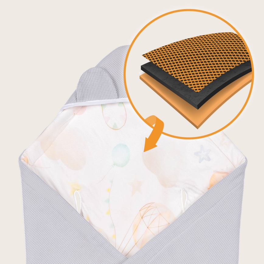 Lionelo - Couverture de siège auto TRAVEL SWADDLE 90x90 cm Ballon Gris
