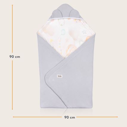 Lionelo - Couverture de siège auto TRAVEL SWADDLE 90x90 cm Ballon Gris