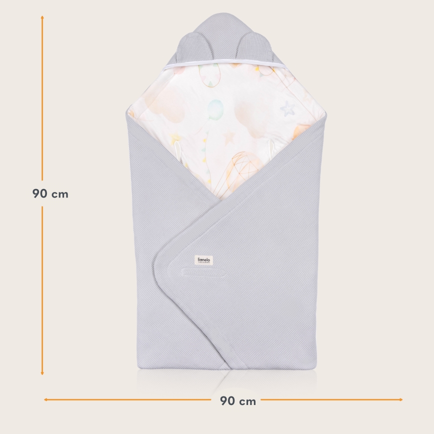 Lionelo - Couverture de siège auto TRAVEL SWADDLE 90x90 cm Ballon Gris