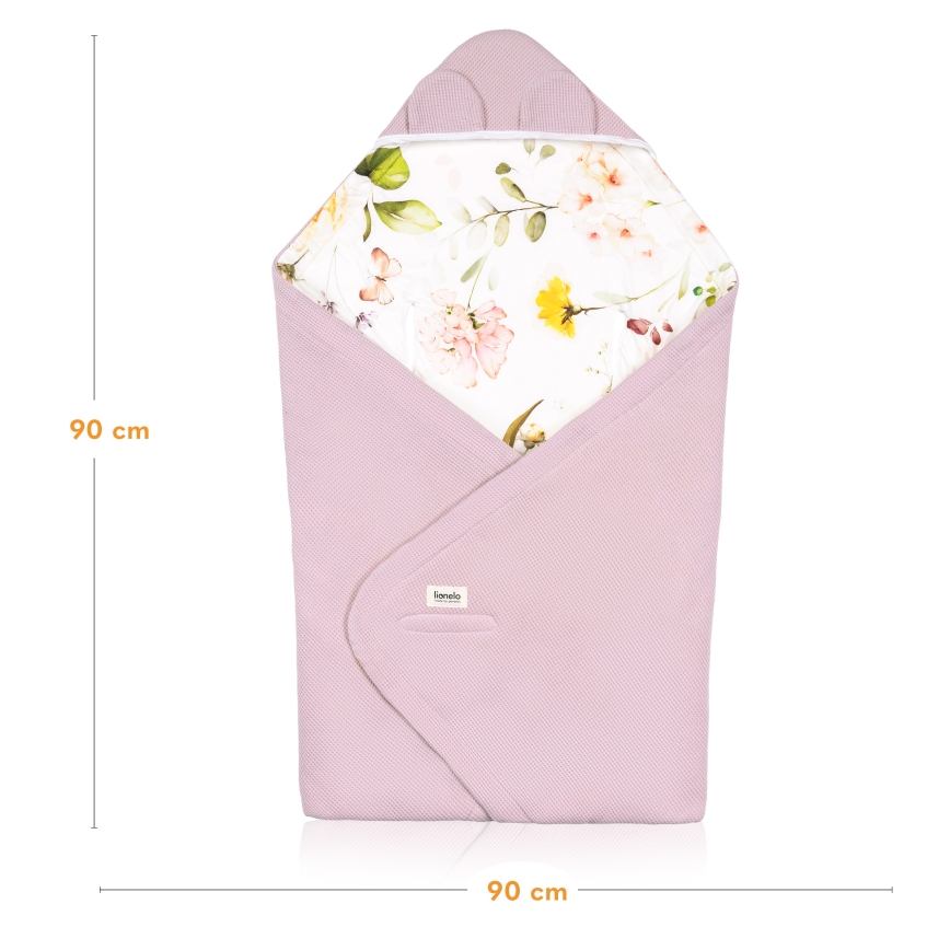 Lionelo - Couverture de siège auto TRAVEL SWADDLE 90x90 cm Fleurs Roses