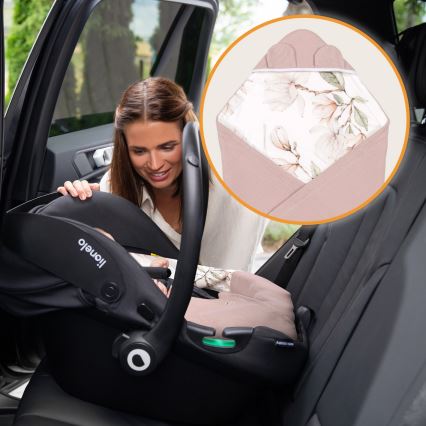 Lionelo - Couverture de voiture TRAVEL SWADDLE 90x90 cm Beige Magnolia