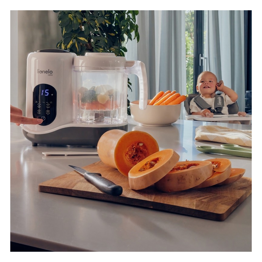 Lionelo - Cuiseur vapeur 5 en 1 BABYMENU 110W/230V blanc/gris