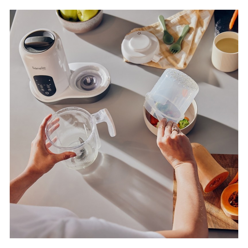 Lionelo - Cuiseur vapeur 5 en 1 BABYMENU 110W/230V blanc/gris