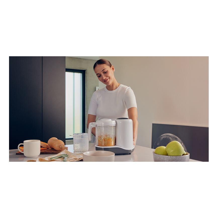 Lionelo - Cuiseur vapeur 5 en 1 BABYMENU 110W/230V blanc/gris