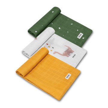 Lionelo - ENSEMBLE 3x Couche en bambou BAMBOO SET 70x70 cm Dino