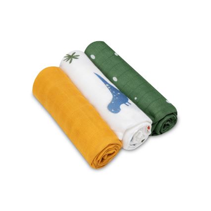 Lionelo - Ensemble de 3 langes en bambou 70x70 cm Dino