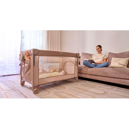 Lionelo - Lit de voyage 3 en 1 ELLEN Beige Sand