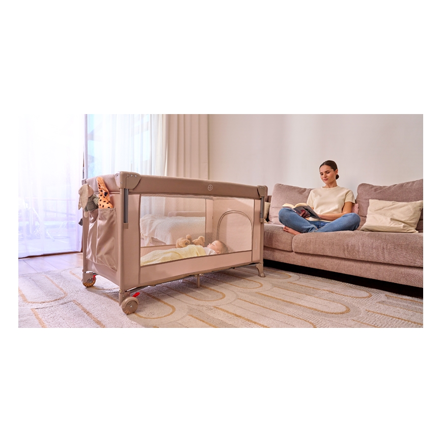 Lionelo - Lit de voyage 3 en 1 ELLEN Beige Sand