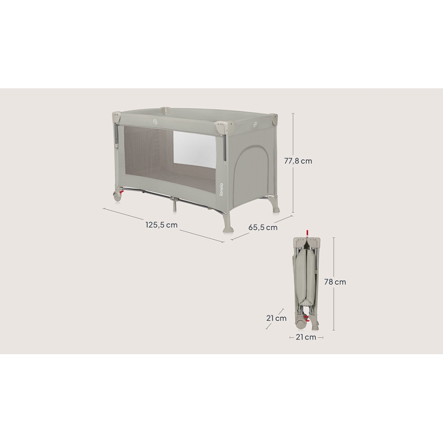Lionelo - Lit de voyage 3 en 1 ELLEN Beige Sand