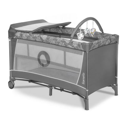 Lionelo - Lit de voyage FLOWER Gris pierre