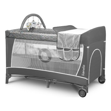Lionelo - Lit de voyage FLOWER Gris Scandi