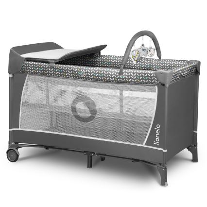 Lionelo - Lit de voyage FLOWER Gris Scandi