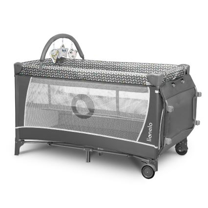 Lionelo - Lit de voyage FLOWER Gris Scandi