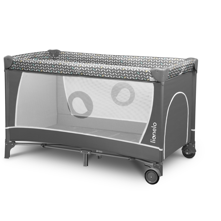 Lionelo - Lit de voyage FLOWER Gris Scandi