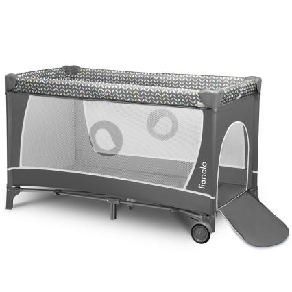 Lionelo - Lit de voyage FLOWER Gris Scandi