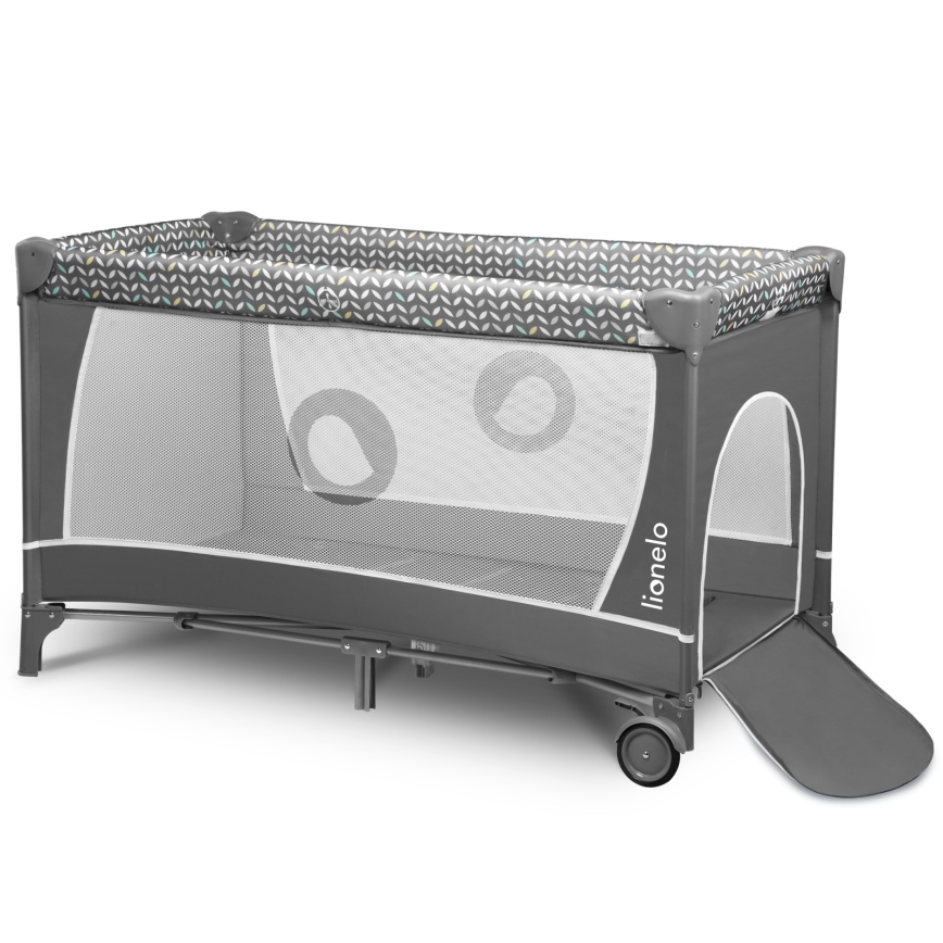 Lionelo - Lit de voyage FLOWER Gris Scandi