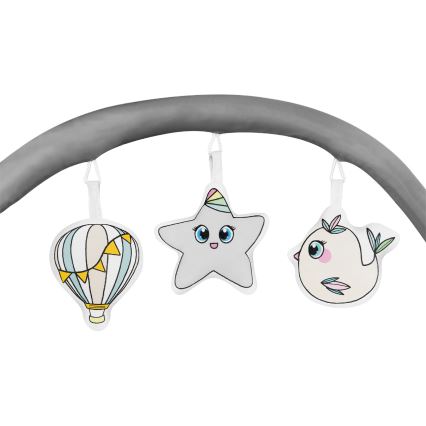 Lionelo - Lit de voyage FLOWER Gris Scandi