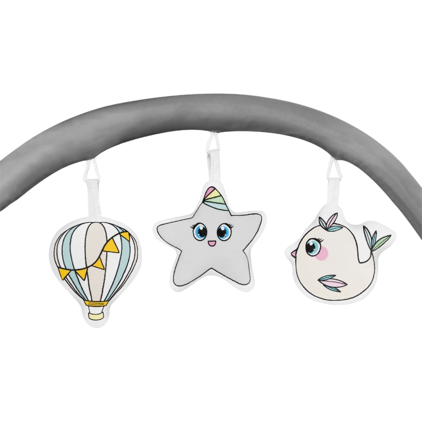 Lionelo - Lit de voyage FLOWER Gris Scandi