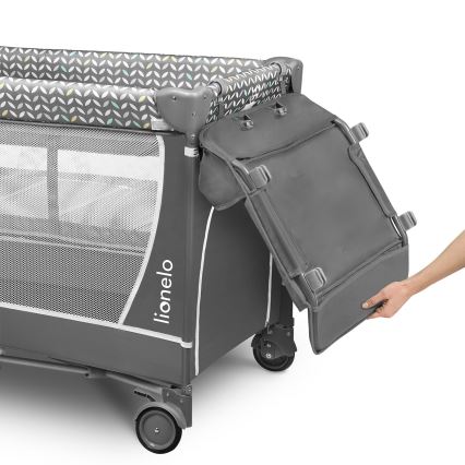 Lionelo - Lit de voyage FLOWER Gris Scandi