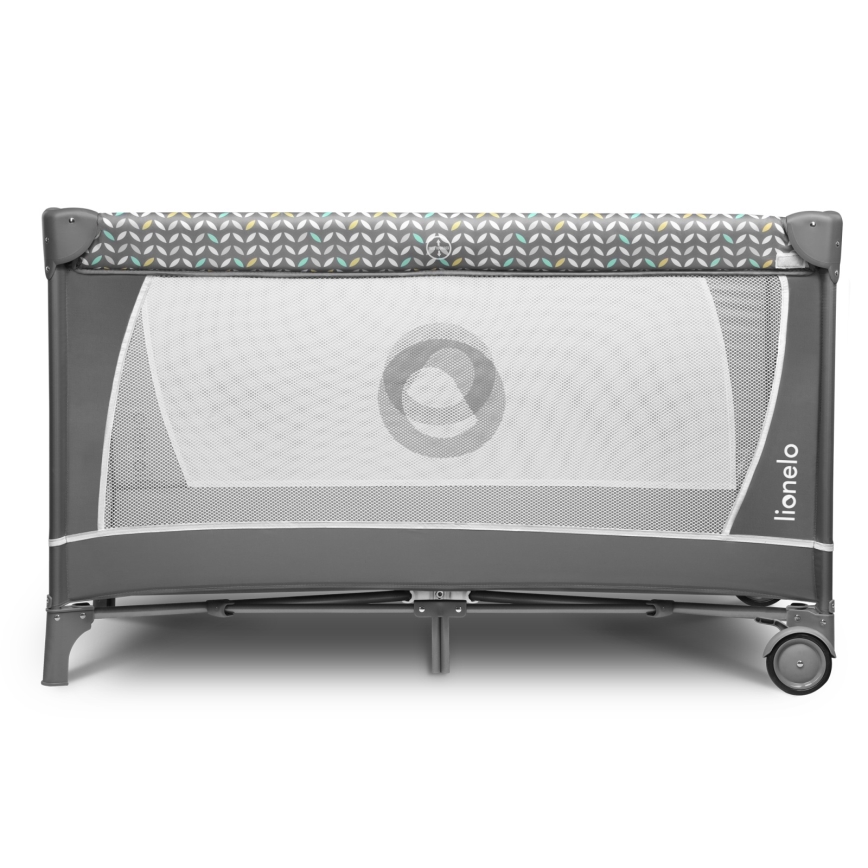 Lionelo - Lit de voyage FLOWER Gris scandinave