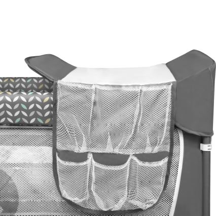 Lionelo - Lit de voyage FLOWER Gris scandinave