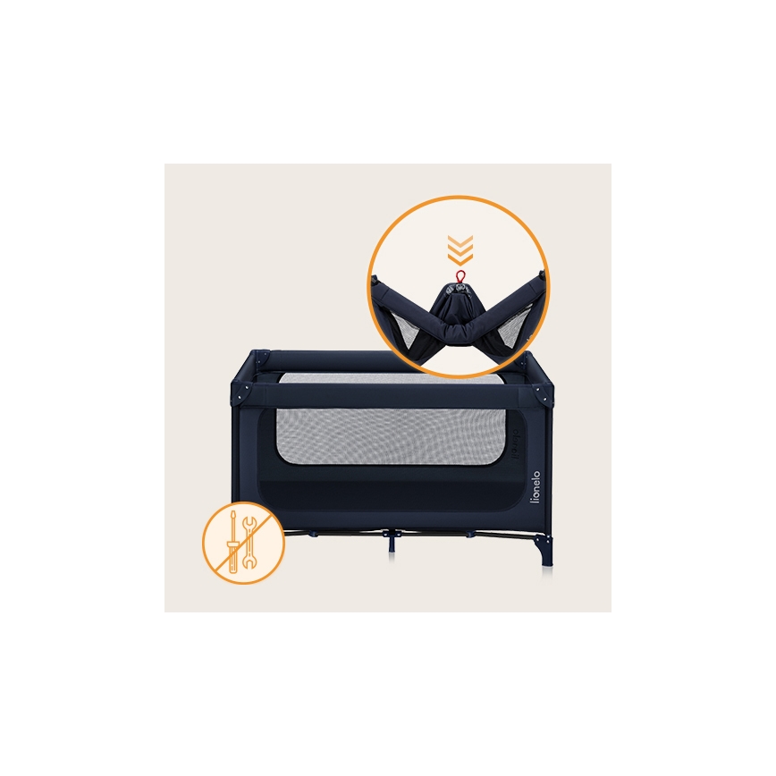 Lionelo - Lit de voyage JASMIN EASY FOLD Bleu Marine