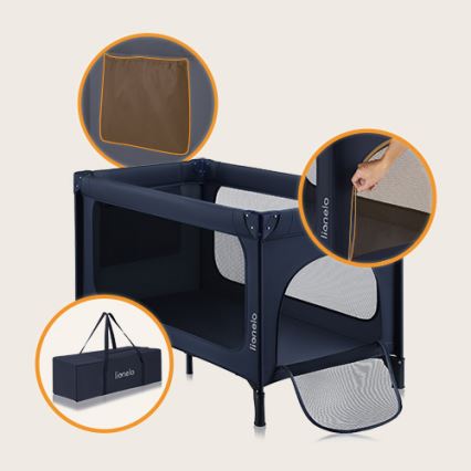 Lionelo - Lit de voyage JASMIN EASY FOLD Bleu Marine