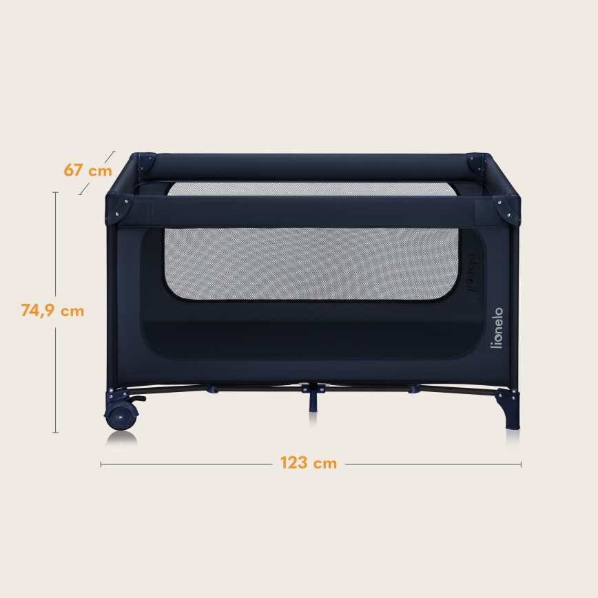 Lionelo - Lit de voyage JASMIN EASY FOLD Bleu Marine