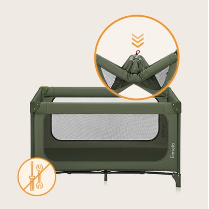 Lionelo - Lit de voyage JASMIN EASY FOLD Vert olive