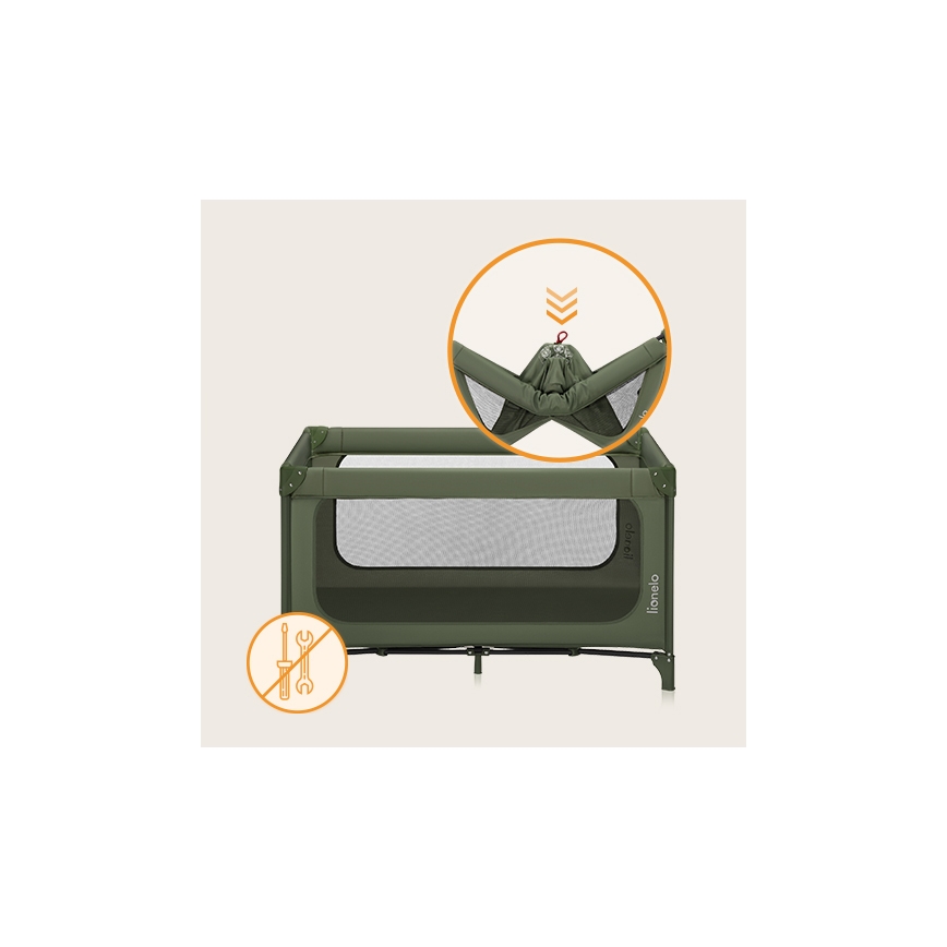 Lionelo - Lit de voyage JASMIN EASY FOLD Vert olive
