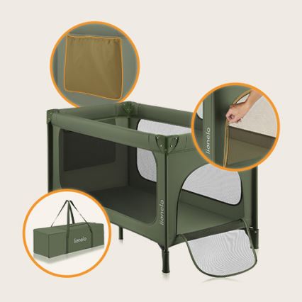 Lionelo - Lit de voyage JASMIN EASY FOLD Vert olive