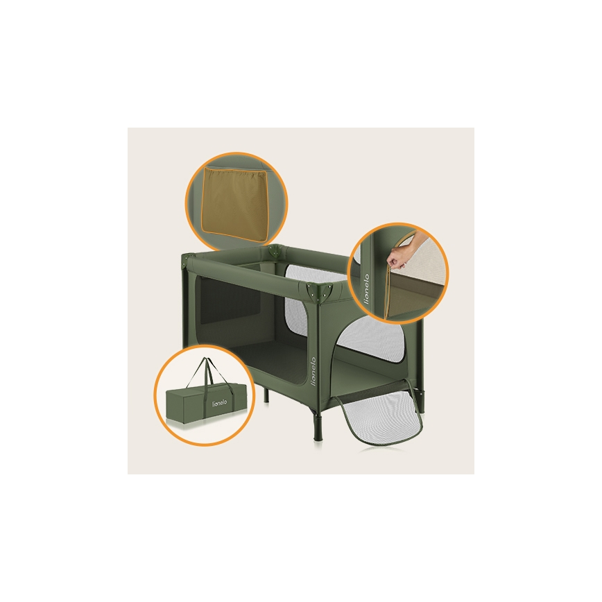 Lionelo - Lit de voyage JASMIN EASY FOLD Vert olive