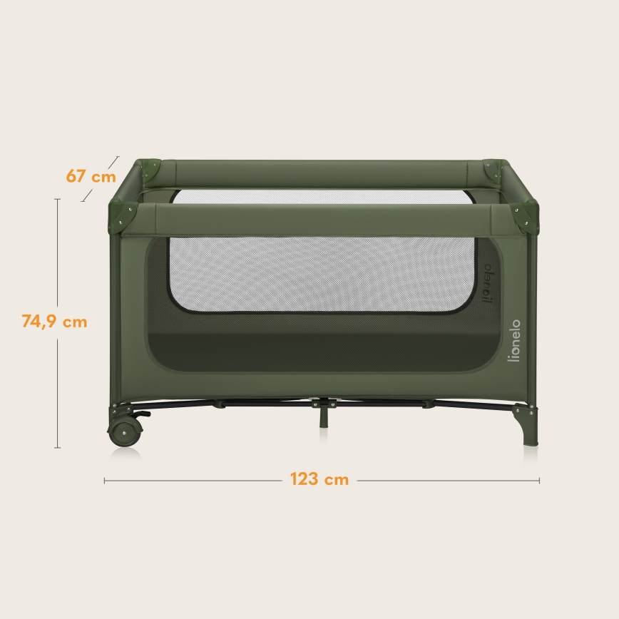 Lionelo - Lit de voyage JASMIN EASY FOLD Vert olive