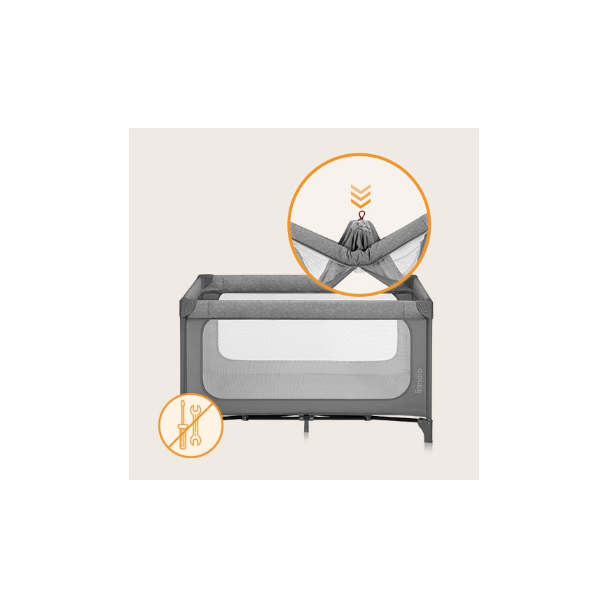 Lionelo - Lit de voyage pliant JASMIN EASY FOLD Gris Stone