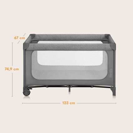 Lionelo - Lit de voyage pliant JASMIN EASY FOLD Gris Stone