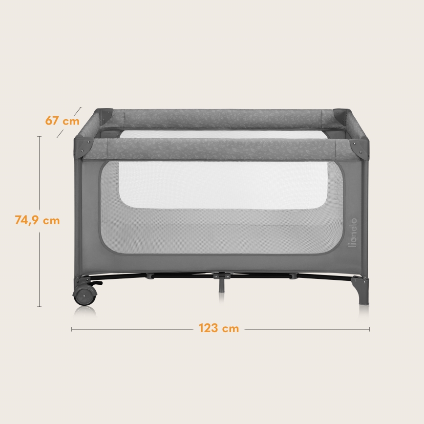 Lionelo - Lit de voyage pliant JASMIN EASY FOLD Gris Stone