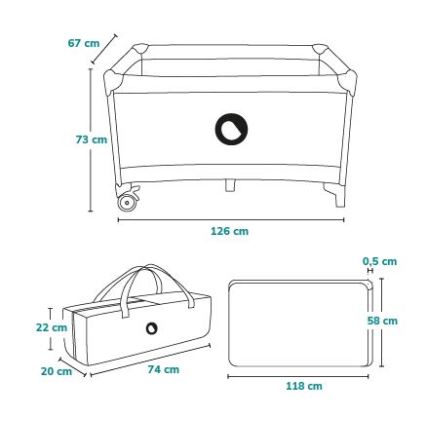 Lionelo - Lit de voyage STEFI bleu foncé
